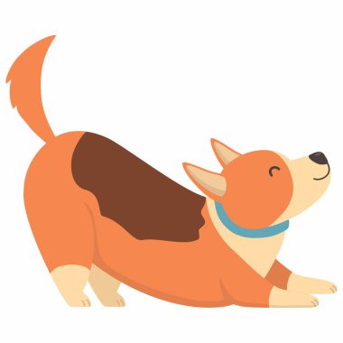 shiba inu sevimli gerdirme vektör çizimi, düzenlenebilir renk ve boyut dosyaları