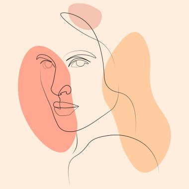 outline women face potrait line art concept