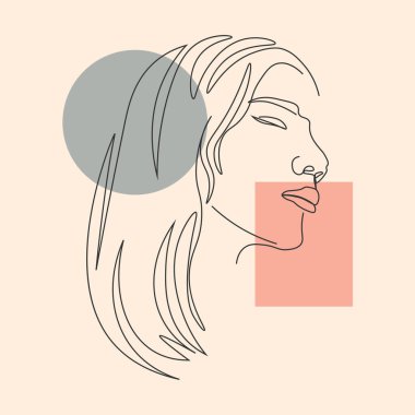 outline women face potrait line art concept