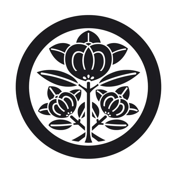 Ffamily Kamm Tachibana Pflanze Wappen Emblem Illustration Japanischen Stil Vektor — Stockvektor