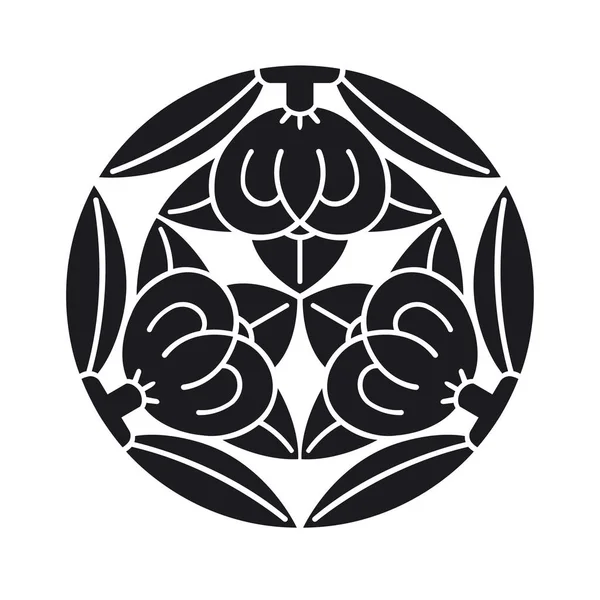Ffamily Ακρολοφία Tachibana Φυτό Έμβλημα Απεικόνιση Ιαπωνικό Στυλ Διάνυσμα — Διανυσματικό Αρχείο