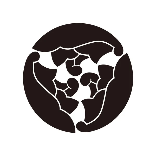 Jedná Meruňkový List Který Symbolickým Znakem Rostliny Japonských Rodinných Erbech — Stockový vektor