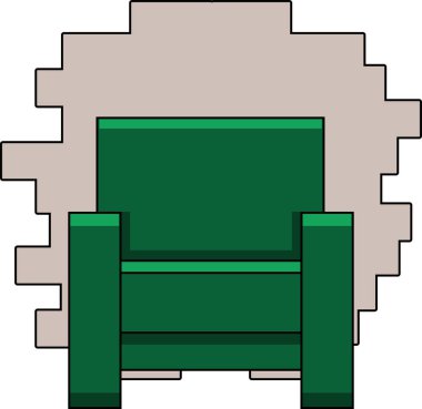 Isolated green armchair and bricks wall behind it in loft style