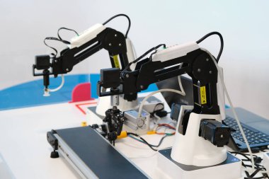 Çeşitli ulaşım işleri için robot kol. Rostov, Rusya 'daki robotlar sergisinde - 2 Ocak 2023