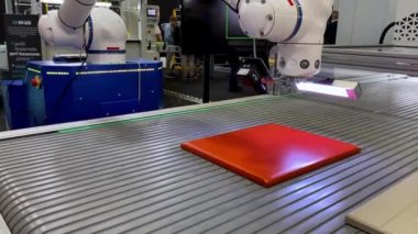 WoodTech 2023 Woodworking Machinery Expo: İstanbul, Türkiye - 20 Ekim 2023 Sergisi 'nde 3D manipülatör kullanan otomatikleştirilmiş bir resim kalite kontrol sisteminin tanıtımı.