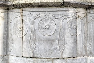 Arapça mermerden oyulmuş dekoratif süslemeler. Tasarım şablonu.