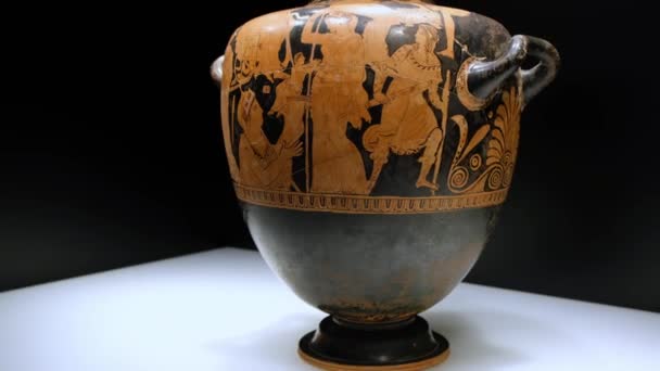 Side View Terracotta Jar Found Island Rhodes Greece 5Th 4Th — Stock Video
