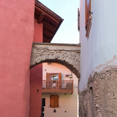 Detail of a characteristic village in the mountain area of Trentino, Italy.