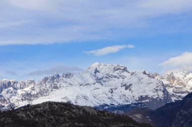 Dolomites mountains, with the peck covered in snow.