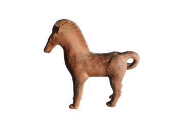 Small ethnic horse sculpture on a white background