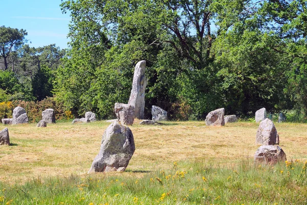 view of the alignments of menhirs of Carnac, a famous Neolithic UNESCO World Heritage site located in Brittany in western France