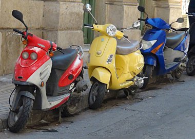 Scooters are an easy way to get around the island of Crete (Greece), in the heart of the Aegean Sea.