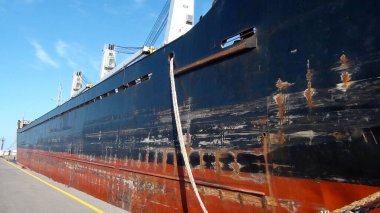 Cargo ship awaiting loading in the port of Heraklion in Crete (Greece) at the heart of the Aegean Sea