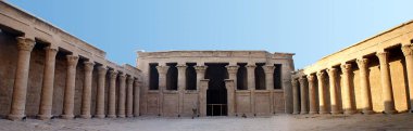 panoramic view of the temple of Edfu, on the banks of the nile, halfway between the city of aswan and the city of luxor located near the valley of the kings in upper egypt