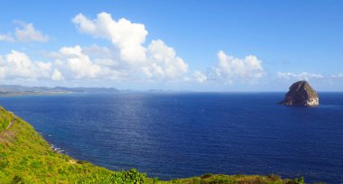 Panoramic view of the diamond rock (le Diamant) on the south coast of Martinique - FWI