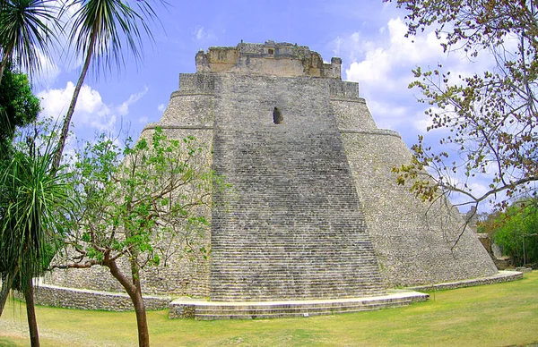 Pirâmide Diviner Local Cidade Maia Antiga Uxmal Yucatan México Templo — Fotografia de Stock