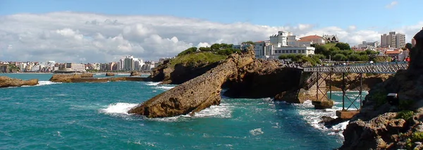 Panoramautsikt Från Havet Över Staden Biarritz Tidigare Valfångst Hamn Blev — Stockfoto