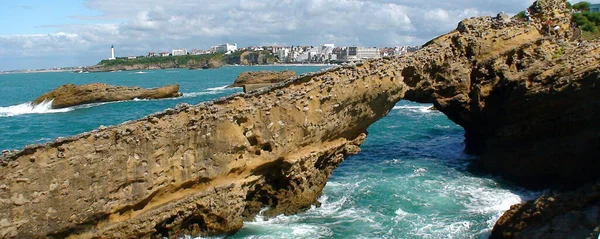Vista Panorâmica Mar Cidade Biarritz Anteriormente Porto Baleeiro Esta Estância — Fotografia de Stock