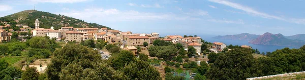 Het Dorpje Piana Een Van Mooiste Plaatsen Corsica Bijgenaamd Het — Stockfoto