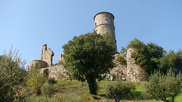 中世のグリムード城 ヴァルの部門で プロヴァンスで 戦略的な場所です ベルヴェデーレは周囲を観察するのに最適なので 城は周囲の村から見える コゴリン サントロペ — ストック写真