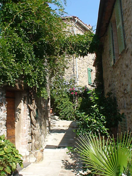 Old Flowery Alley Ramatuelle Village Provence South France Shores Mediterranean — Fotografia de Stock