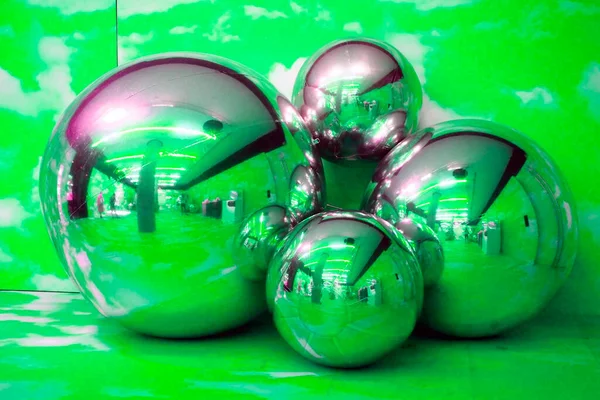 Beautiful green spheres of different sizes