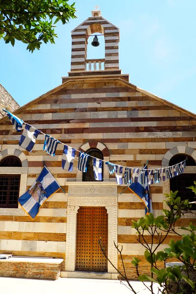 Las Cícladas Isla Andros Iglesia Del Monasterio Agios Nikolaos Que — Foto de Stock