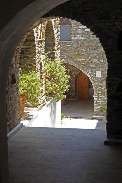 In the Cyclades, on the island of Andros: interior passage of the monastery of Agios Nikolaos which has relics of saints, the most venerable of which is part of the skull of Joseph of Arimimathea