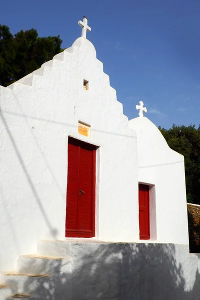 Charmante Kleine Orthodoxe Kapelle Einer Engen Straße Von Mykonos Griechenland — Stockfoto