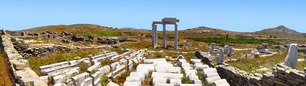 Fantastisk Panoramautsikt Över Templet Apollo Delos Nära Mykonos Vackra Kykladiska — Stockfoto