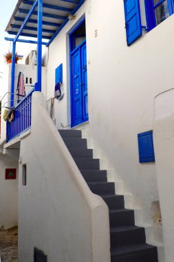 Ege Denizi 'nin göbeğindeki Yunan adalarının cazibelerinden biri de, kaldırımlı merdivenleri ve çiçekli küçük balkonlarıyla beyaz evlerle dolu dar sokaklar.