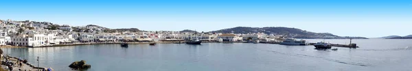 Vista Panoramica Sul Porto Mykonos Famosa Isola Greca Dell Arcipelago — Foto Stock