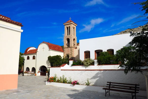 Hermoso Convento Flores Agia Varvara Siros Grecia Magnífica Isla Griega — Foto de Stock