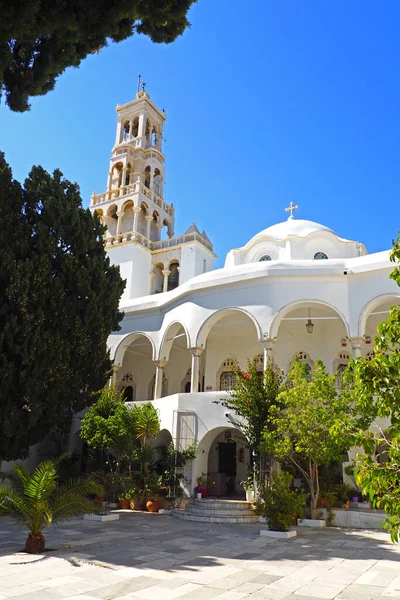 Wunderschöne Kathedrale Panagia Evangelistria Mit Blick Auf Tinos Griechenland Die — Stockfoto