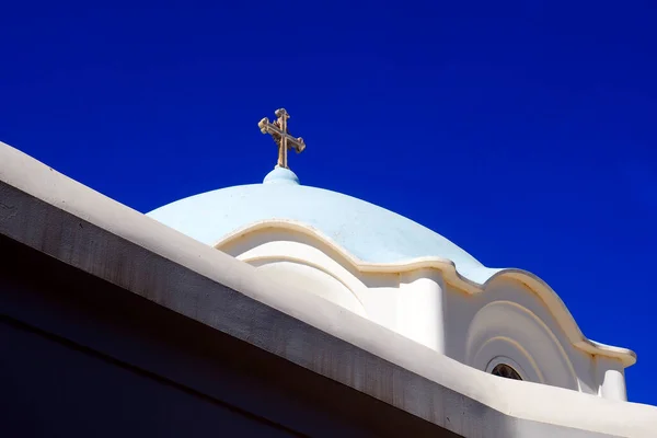 Cúpula Hermosa Cruz Ortodoxa Impresionante Catedral Panagia Evangelistria Con Vistas — Foto de Stock