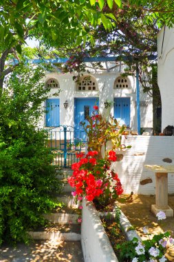 Cyclades adalarının cazibelerinden biri (burada, Yunanistan 'ın Tinos adasındaki Volax köyünde), Ege Denizi' nin kalbinde, kaldırımlı merdivenleri ve küçük balkonları olan beyaz evlerle dolu dar sokaklar vardır.