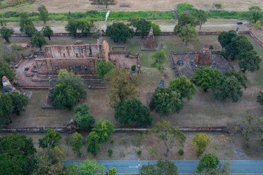 Aerial view of temples in the province of Ayutthaya Ayutthaya Historical Park Thailand