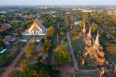 Aerial view of temples in the province of Ayutthaya Ayutthaya Historical Park Thailand