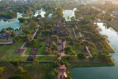 Aerial view of temples in the province of Ayutthaya Ayutthaya Historical Park Thailand