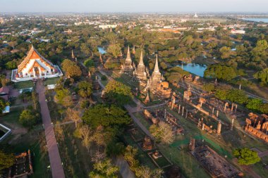 Aerial view of temples in the province of Ayutthaya Ayutthaya Historical Park Thailand