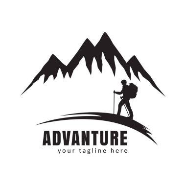 vector design of a person who has a hobby of mountain climbing or hiking clipart