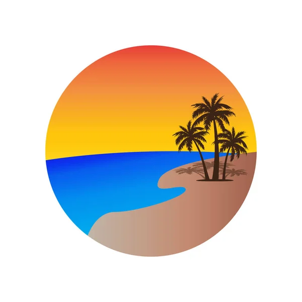 海滩边椰树矢量设计 — 图库矢量图片
