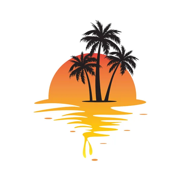 Drzewo Kokosowe Słońce Świecące Ilustracja Wektor Projekt — Wektor stockowy