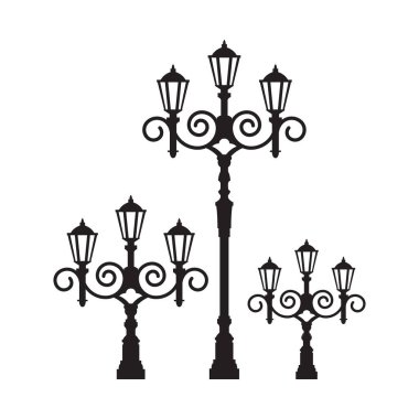 Klasik Bahçe Lambası Silueti. Vektör illüstrasyonu
