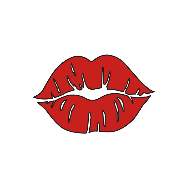 stock vector Red lip print. Lips vector illustration