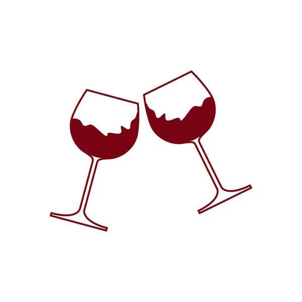 Vettore Bicchiere Vino Allegro Icona Allegria — Vettoriale Stock