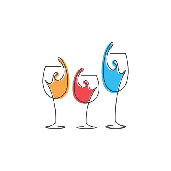 Estate Vino Partito Logo Icona Icona Del Bicchiere Vino Illustrazione — Vettoriale Stock