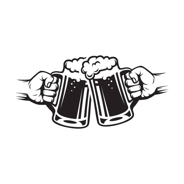 Vector Hand Holding Beer Glass Cheers Beer Icon Vector Illustration — Stock Vector