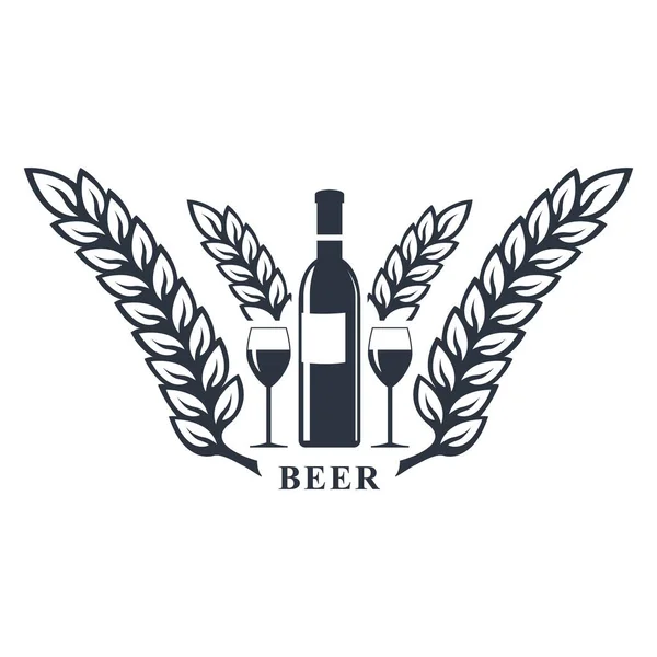 Copo Vinho Logotipo Vetor Garrafa Logotipo Licor Para Bar Clube —  Vetores de Stock