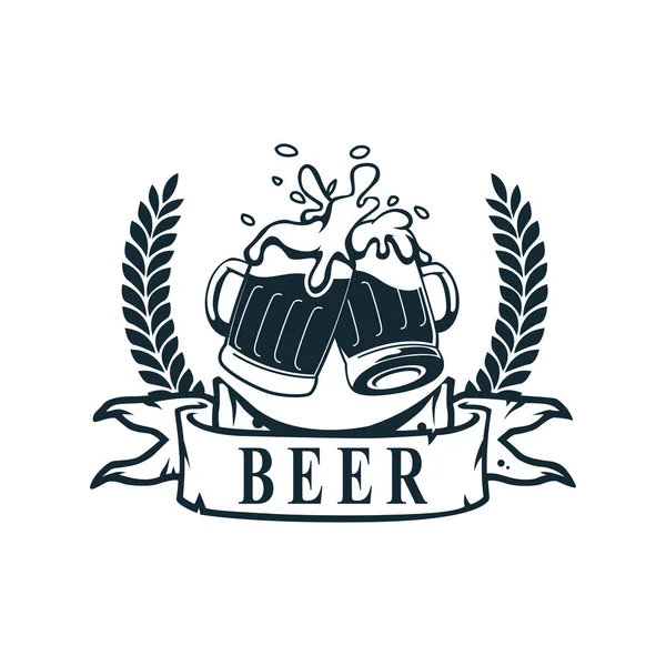Beer Glass Cheers Logo Beer Glass Label Logo Design Vector — Stock Vector
